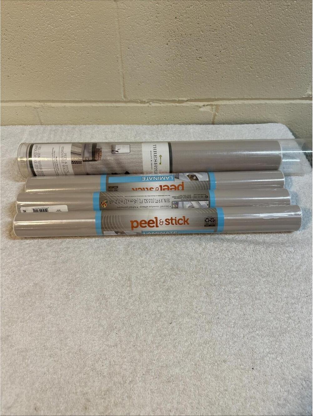Lot Of 4 - 3 New DUCK - Peel and Stick Laminate Taupe 18 In. x 9 Ft 1 Partial